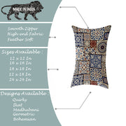 Ethnic Persian Art Box Printed Canvas Cotton Rectangular Cushion Covers, Set of 2 (12 x 18 Inches)